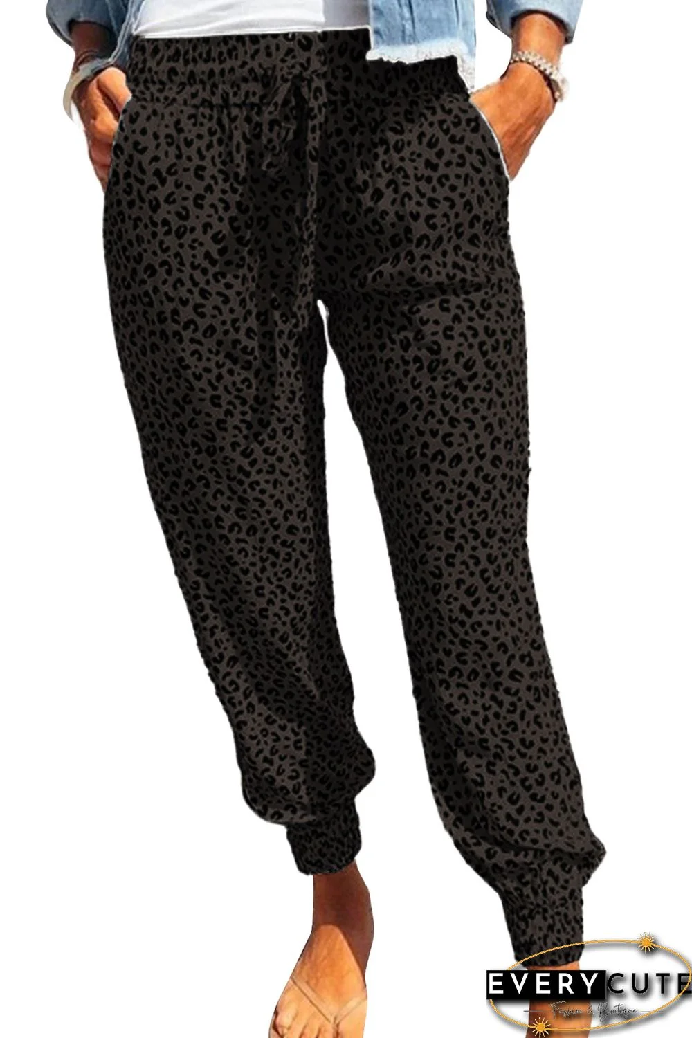 Black Breezy Leopard Joggers