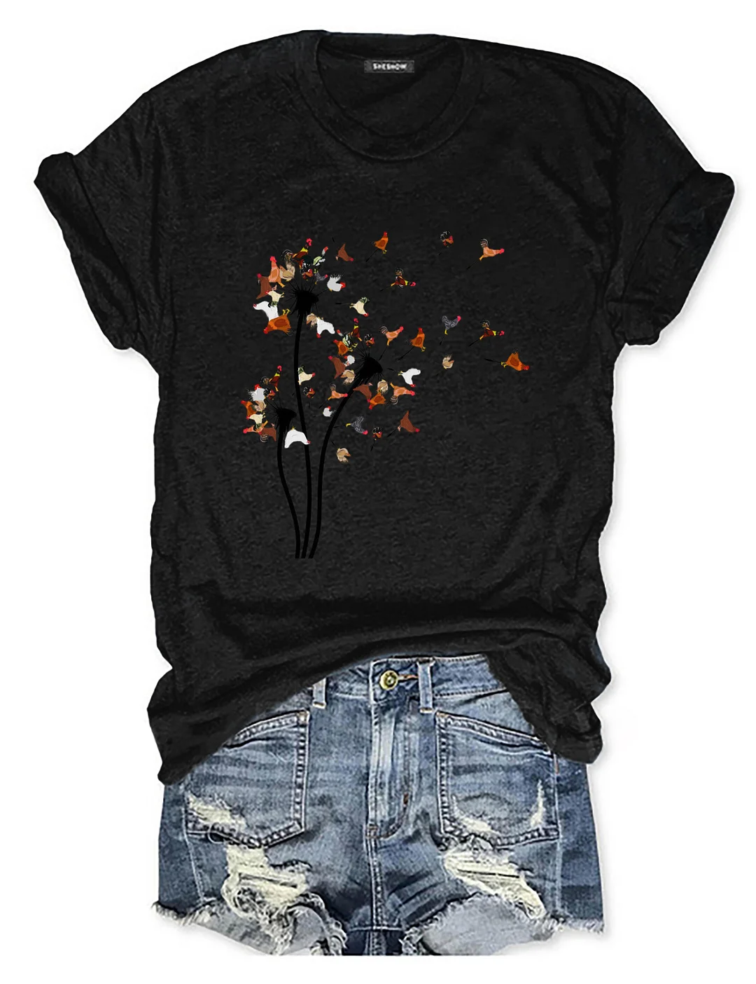 Chicken Dandelion Flower T-shirt