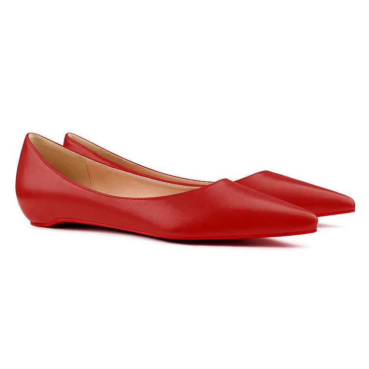 Women's Red Bottom Flat Shoes Pointed Toe Shoes Daily Pumps VOCOSI VOCOSI