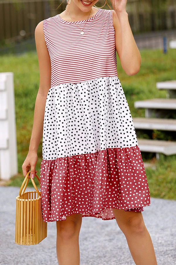 Polka dot mosaic large swing dress