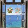 2Pcs Diamond Painting Acrylic Double Sided Cacti and Succulents Wind Chime Suncatcher with Crystal Hanging Pendant