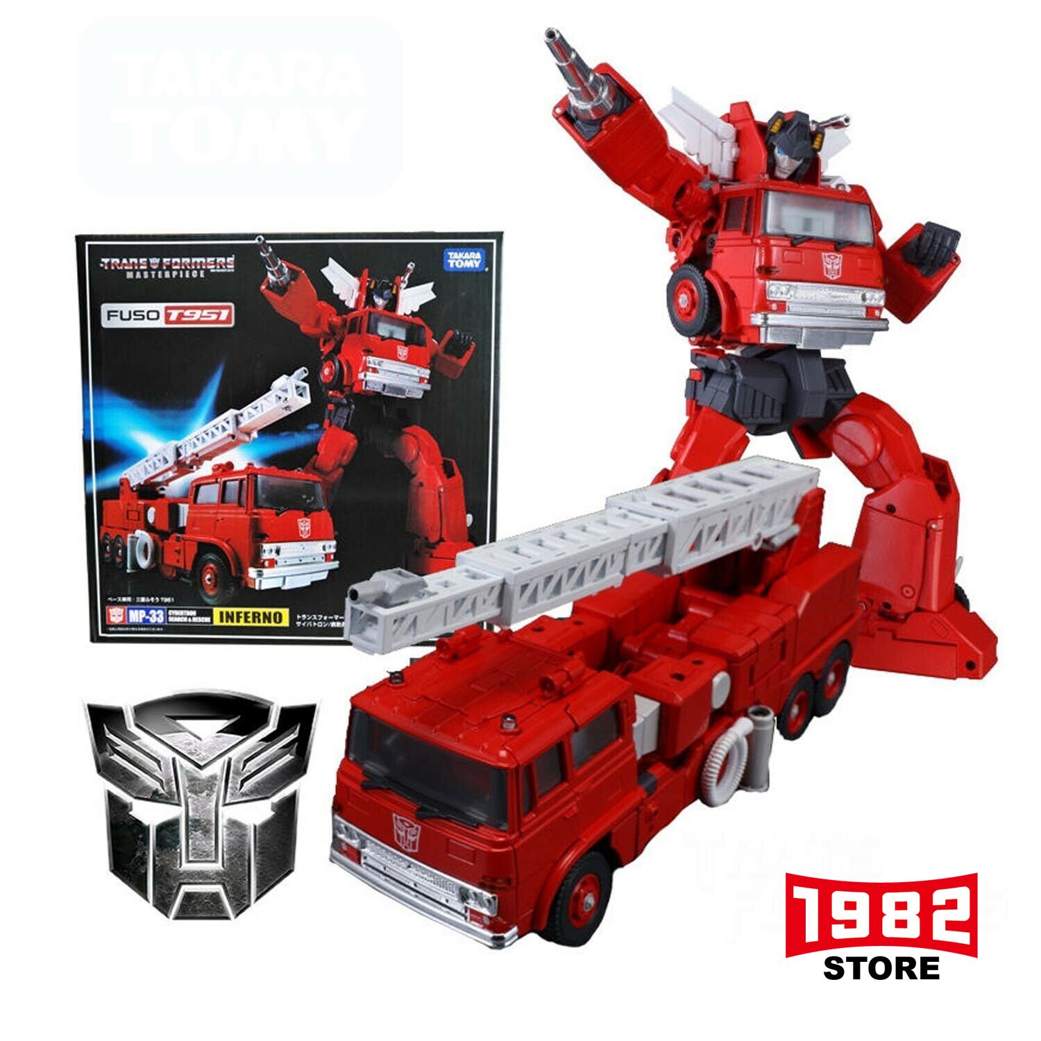 Transformers Masterpiece MP-33 Inferno Autobots - Posable Action Figure with Fire Truck Conversion Mode, Gift-Worthy Collectible Model for Transformers Enthusiasts & Collectors