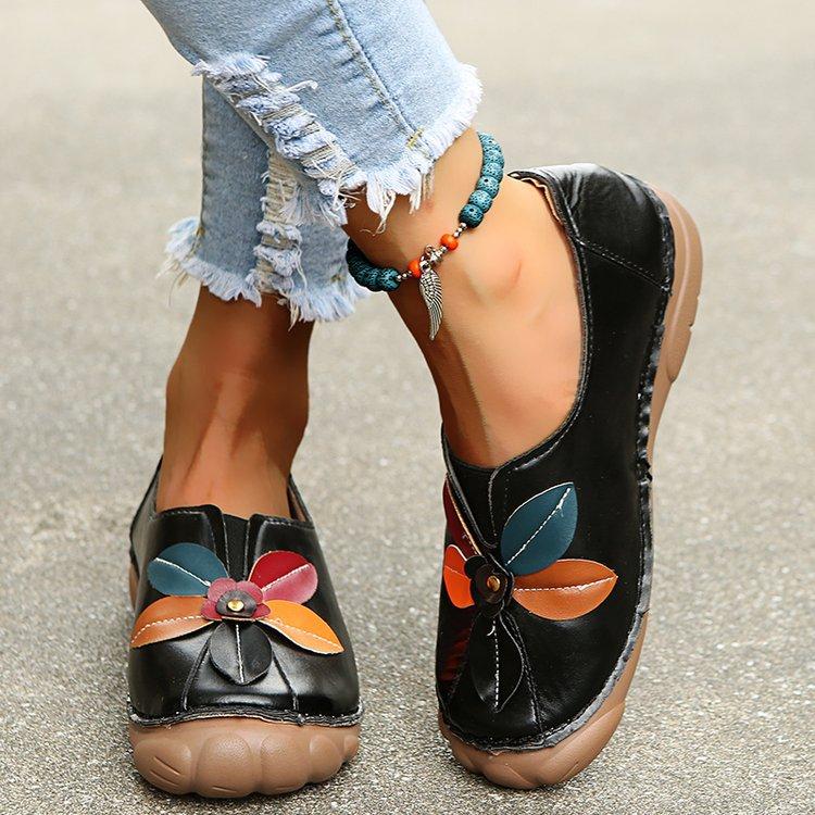 Retro floral patchwork slip on loafers | Spring summer flats for driving