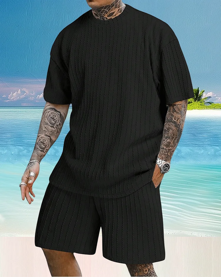 Men's casual gorgeous textured printed shorts set 559