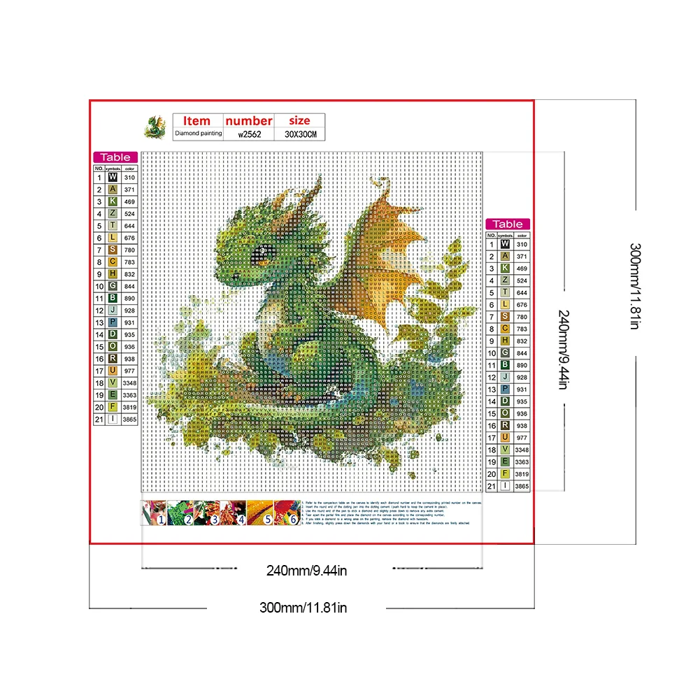 Full Round Diamond Painting 30*30cm - Little Dragon