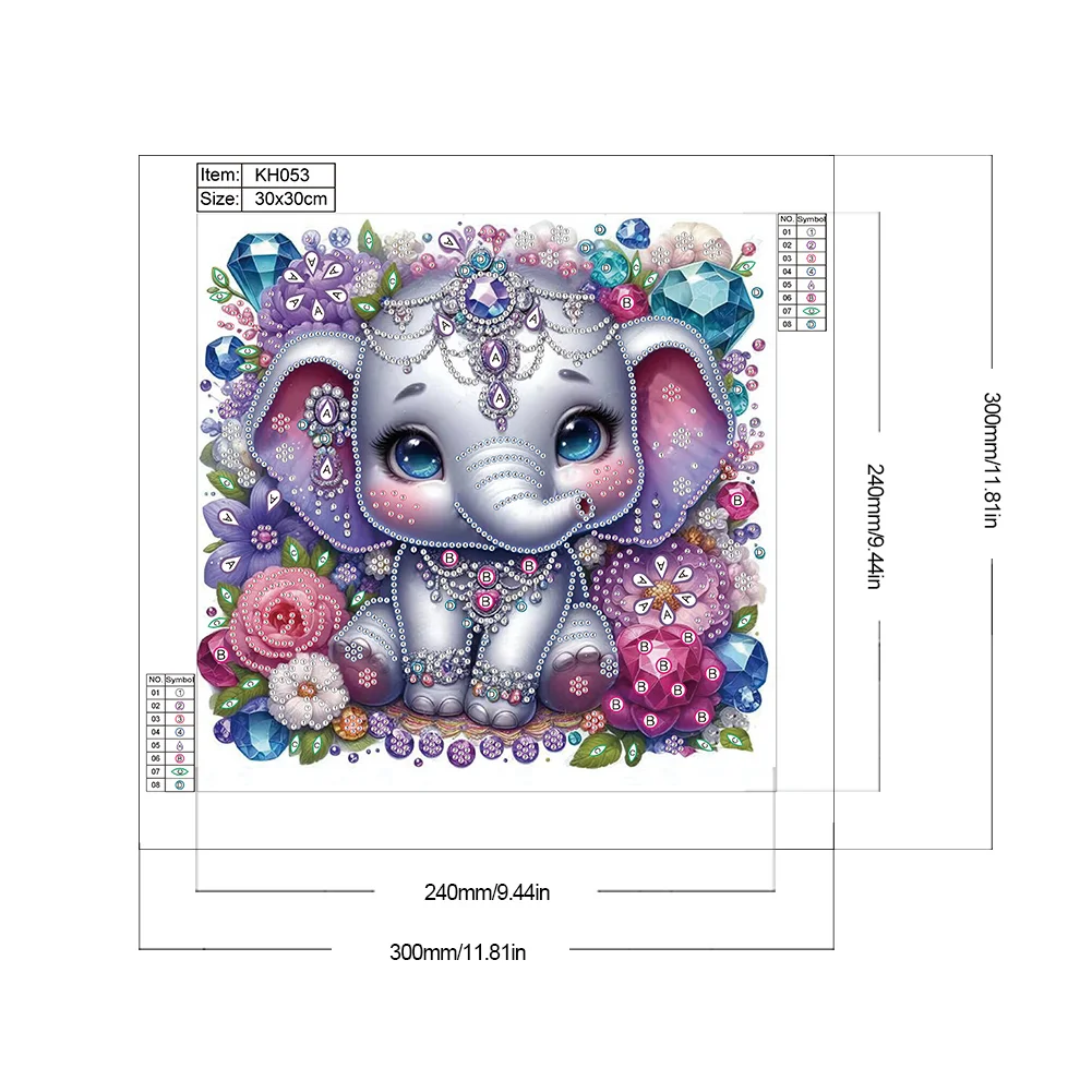 Diamond Painting - Partial Special Shaped Drill - Jewelry Elephant(Canvas|30*30cm)