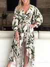 Irregular Clipping Long Sleeves Maxi Dresses