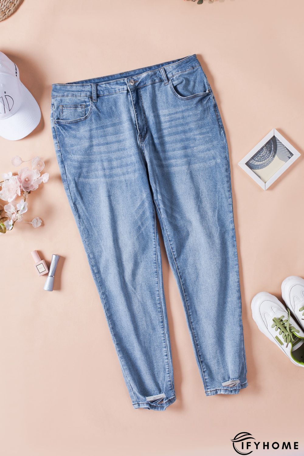 Sky Blue High Rise Skinny Plus Size Jeans | IFYHOME