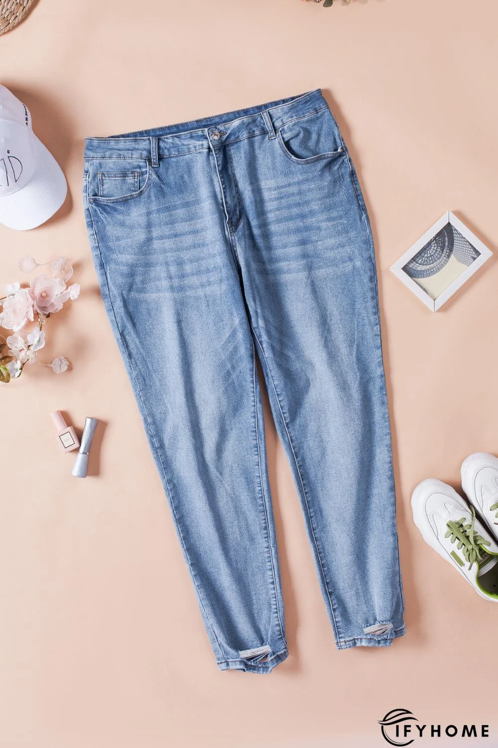 Sky Blue High Rise Skinny Plus Size Jeans | IFYHOME