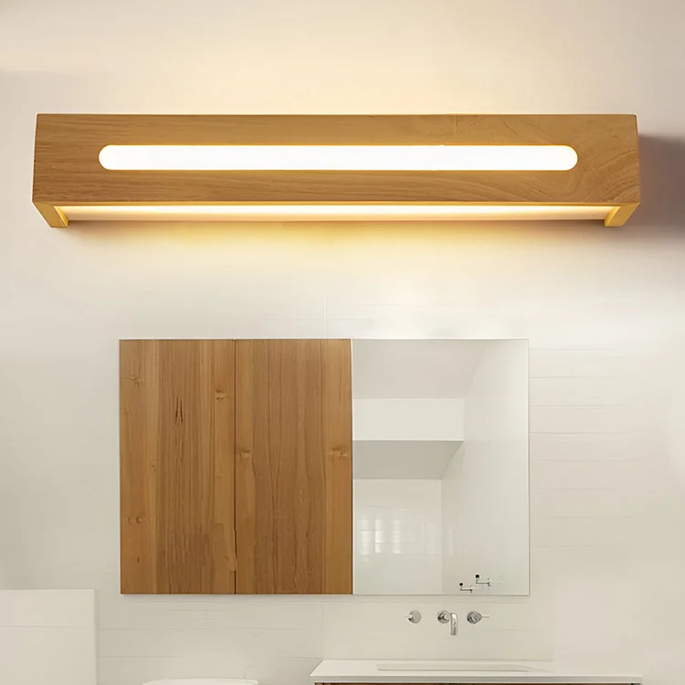 Rectangular Wood Waterproof LED Nordic Wall Lamp Mirror Light Sconces - Appledas