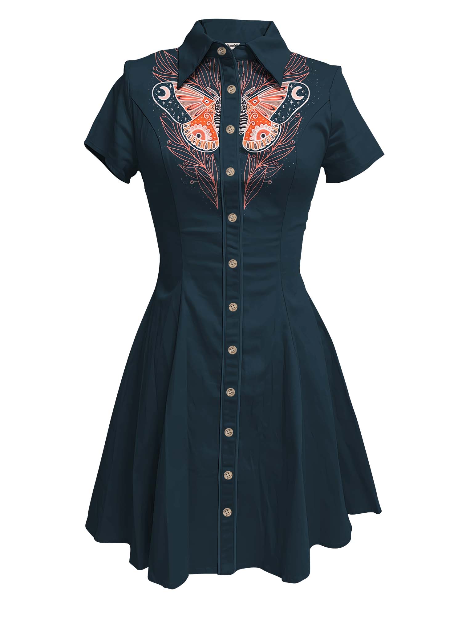 Flower And Butterfly - 100% Cotton Dress