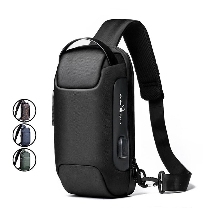 Anti-Theft Sling Chest Bag, Waterproof Crossbody Shoulder Bag Backpack Travel Casual Daypack with USB Charging Port