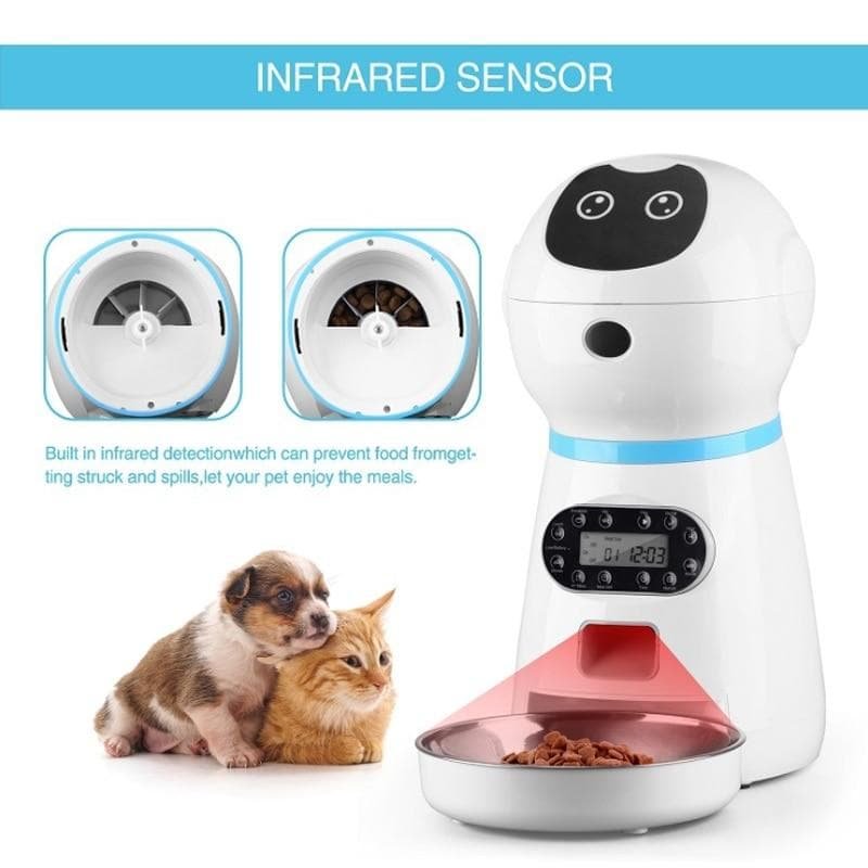 Automatic Robot Pet Feeders with Voice Record & Screen Timer