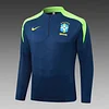 2025 Brazil Half-Pull Training Suit Royal Blue Football Shirt 1:1 Thai Quality Set