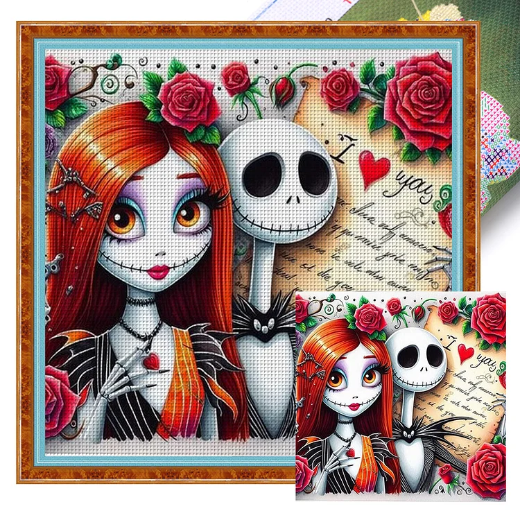 【Huacan Brand】Jack And Sally'S Love Letters 11CT Stamped Cross Stitch 40*40CM