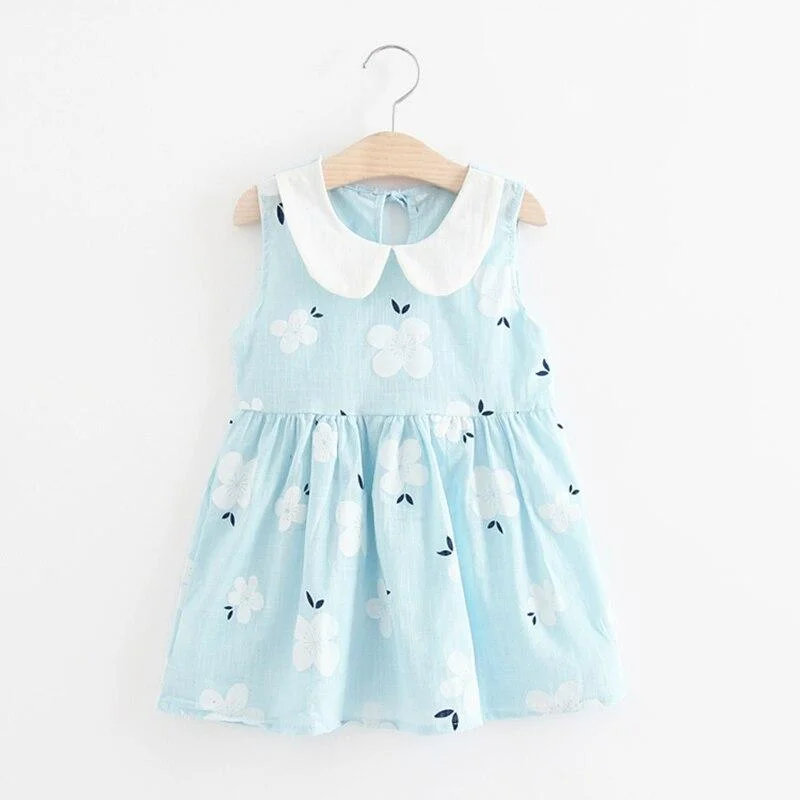 Toddler Baby Summer Dress Girls Sleeveless Flower Print Kids Dresses Cotton Children Princess Dress for Girl Birthday Party