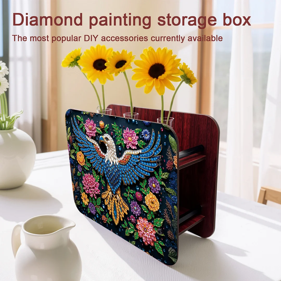 Eagle DIY Flower Vase Wooden Double Sided Desktop Diamond Art Kit for Home Decor