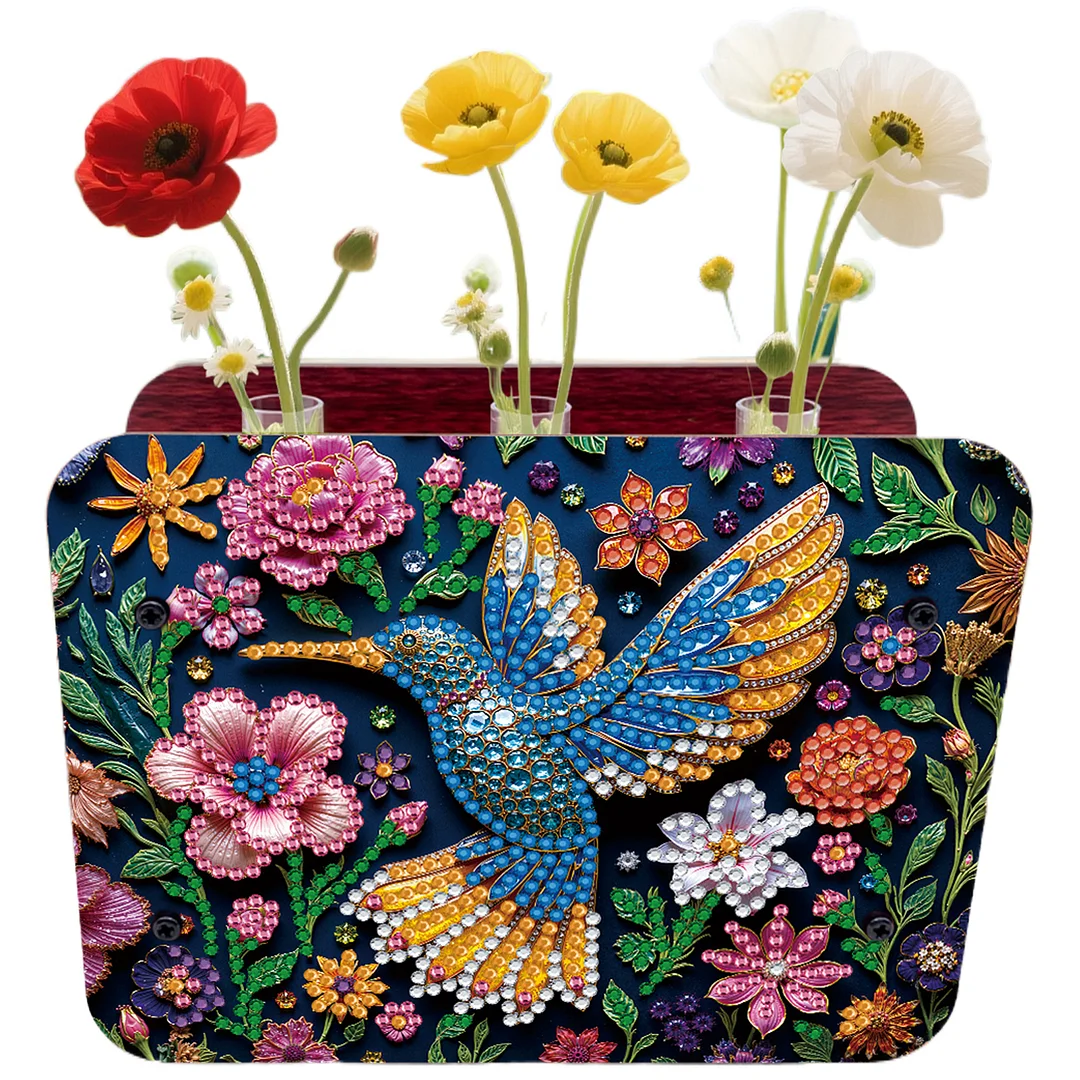 Hummingbird DIY Flower Vase Wooden Double Sided Desktop Diamond Art Kit Decor