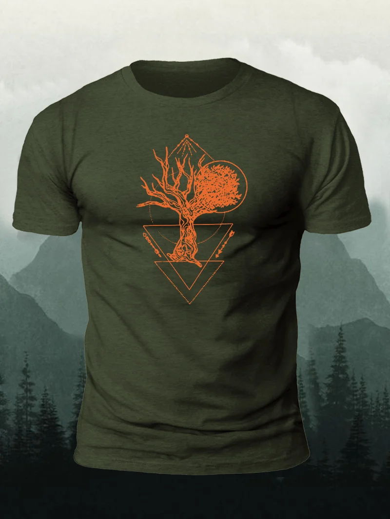 Sacred Tree Print Short Sleeve Men's T-Shirt in  mildstyles