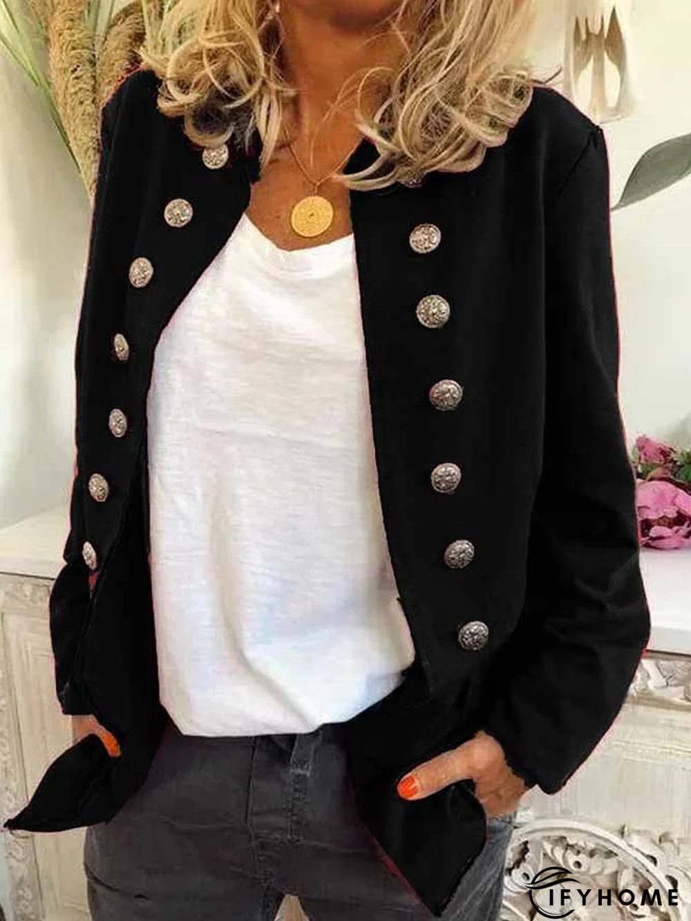 Buttoned Long Sleeve Jacket | IFYHOME