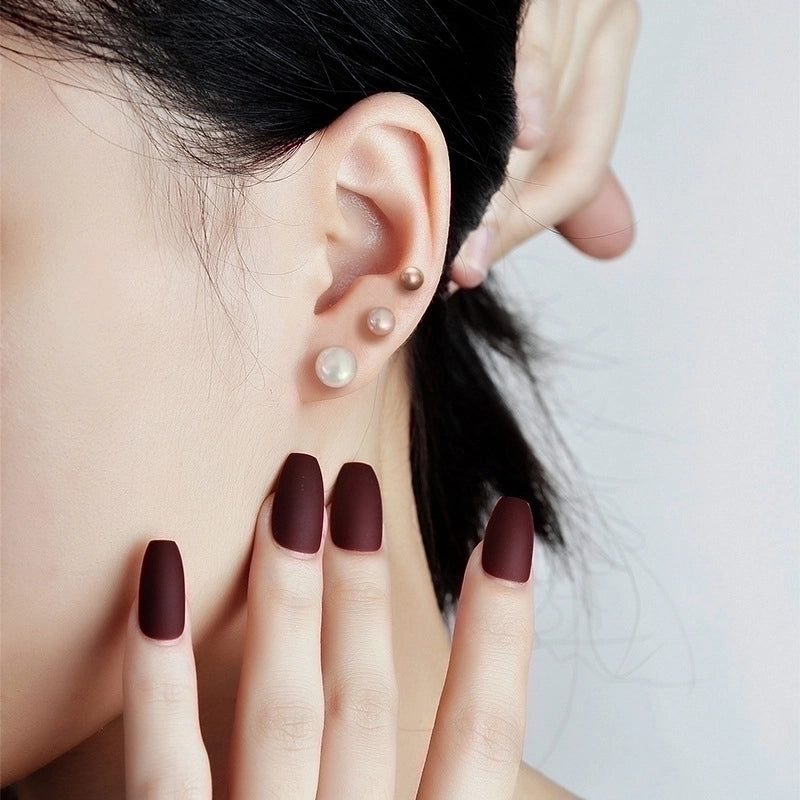 1 Pair 925 Sterling Silver Pearl Geometric Ear Studs