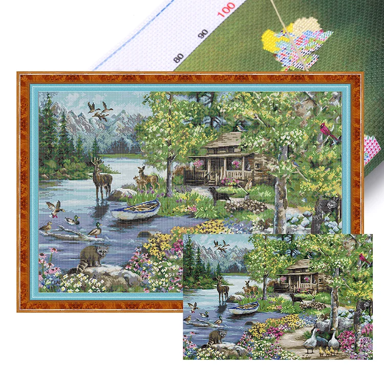 『Joy Sunday』House - 14CT Stamped Eco-Friendly Cotton Thread Cross Stitch(73*52cm)(Backstitch)