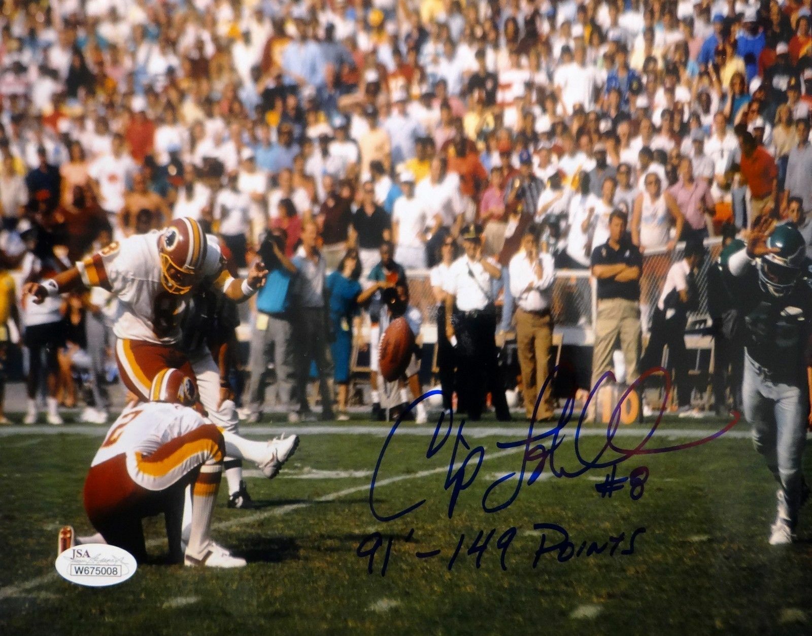 Chip Lohmiller Autographed 8x10 Field Goal Photo Poster painting- JSA W Authenticated