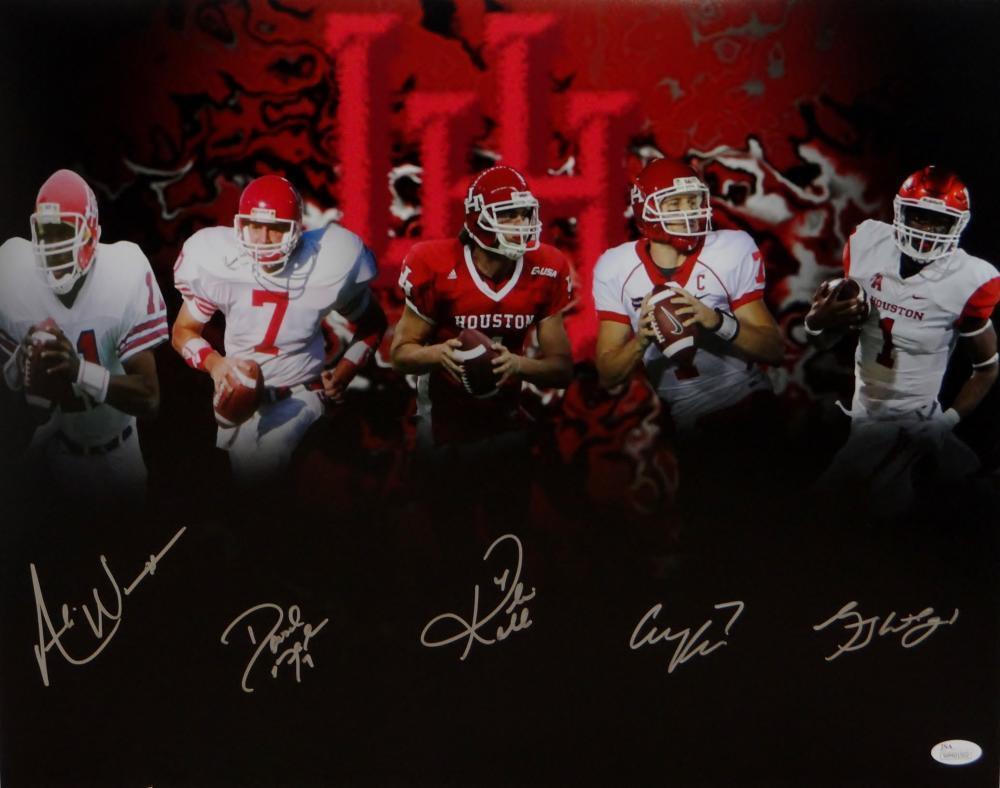 Kolb Keenum Klingler Ware Ward Autographed 16x20 U of H QB's Photo Poster painting- JSA W Auth