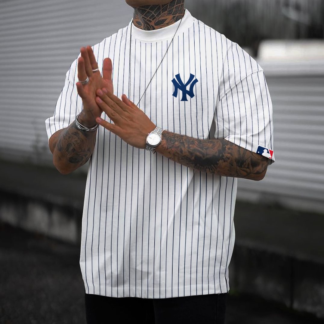 "New York Yankees"Oversized Casual Men's T-Shirt、、URBENIE