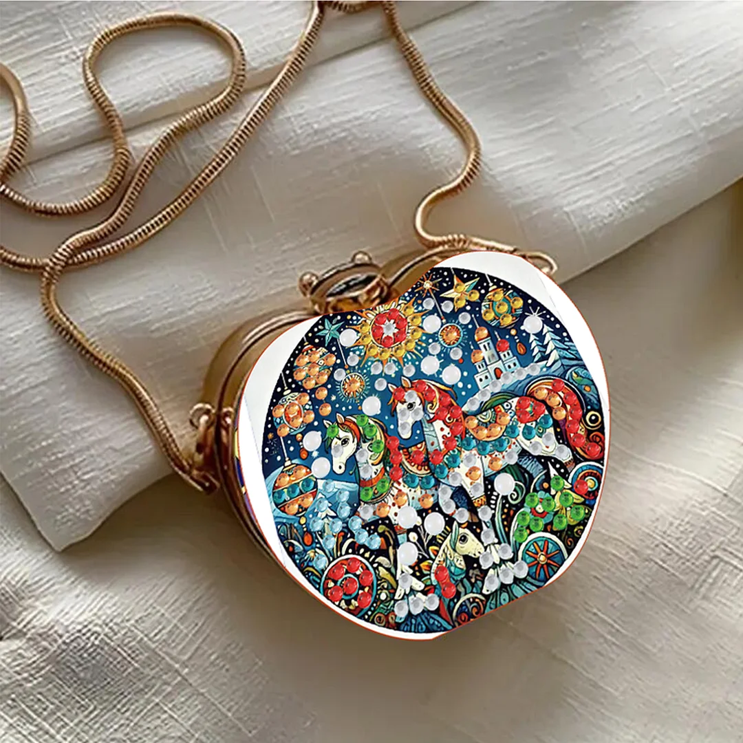Horse DIY Acrylic Love Art Diamond Painting Coin Purse with Chain for Women Girl