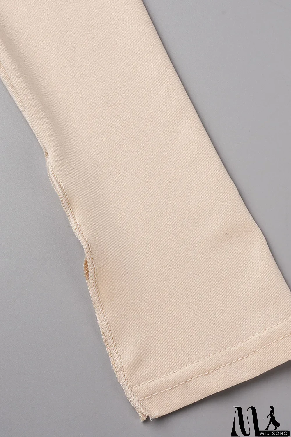 MidiSono - Apricot Fashion Sexy Solid Slit Turndown Collar Long Sleeve Dresses