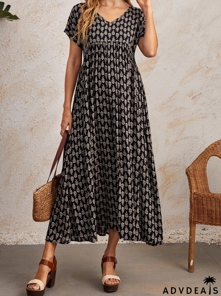 Allover Print High Waist Dress