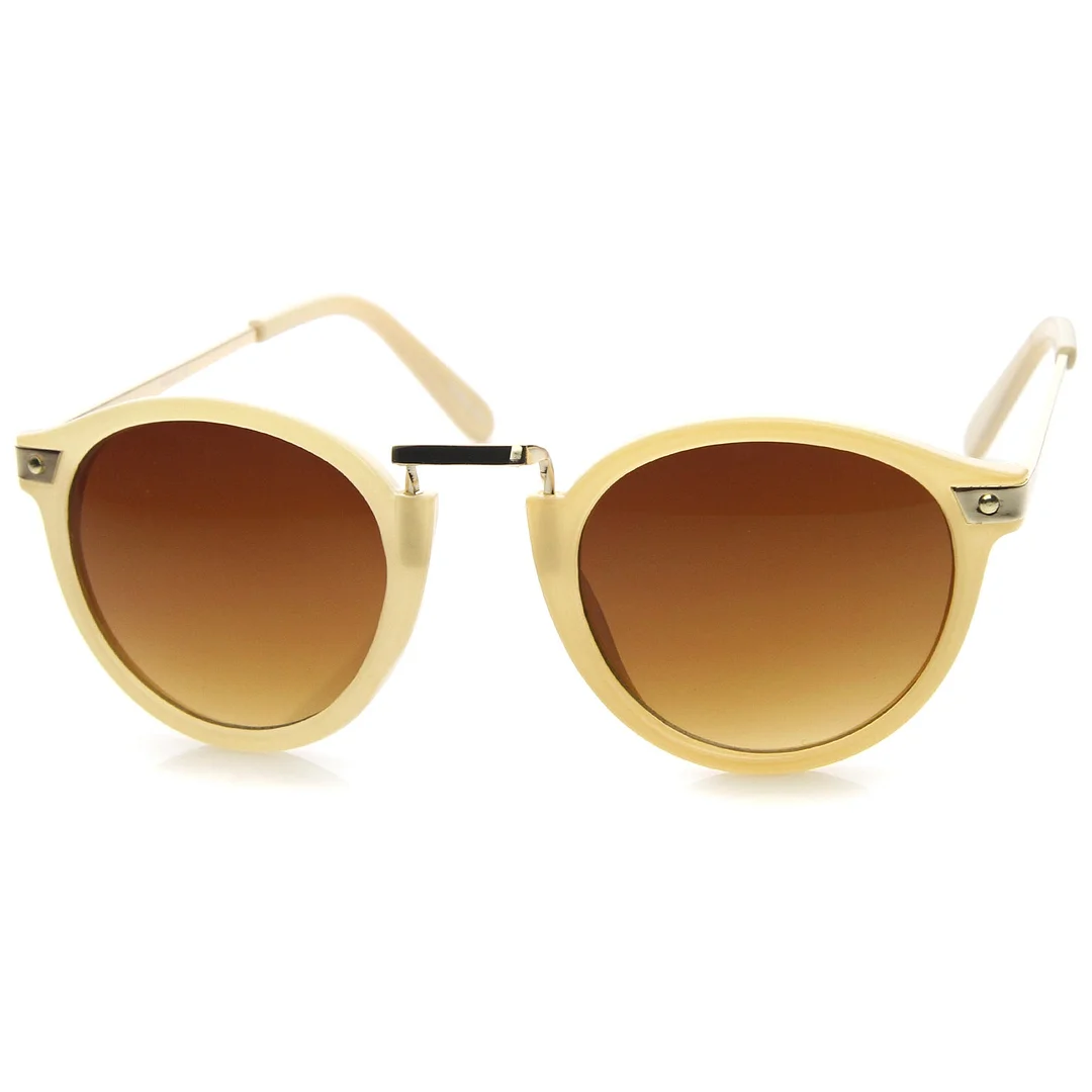 Retro Horn Rimmed Metal Nose Bridge P3 Round glasses 50mm