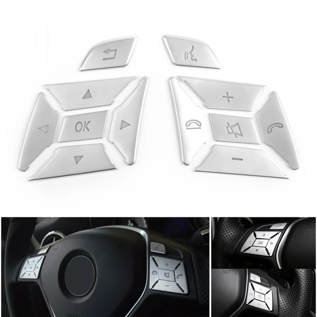 Steering Wheel Button Trim For Mercedes Benz GLA ML GL GLK GLE GLS 2012-2016 Silver