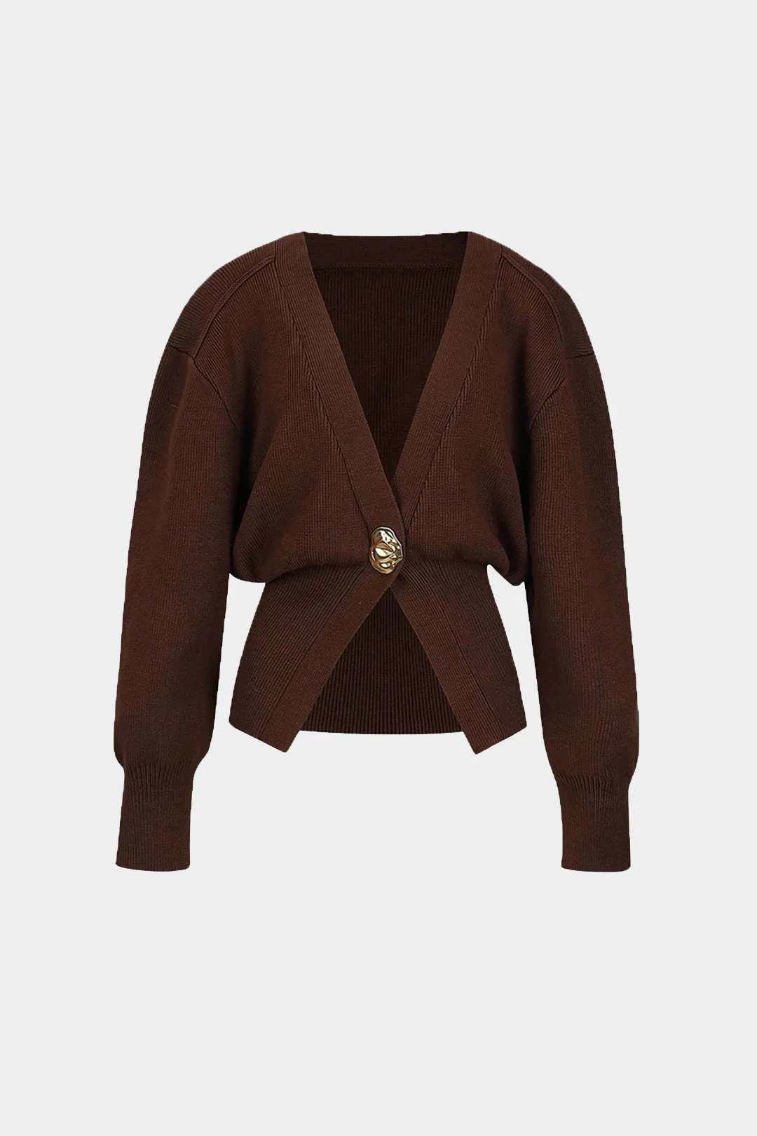 Brownm V-neck Sweater Cardigan