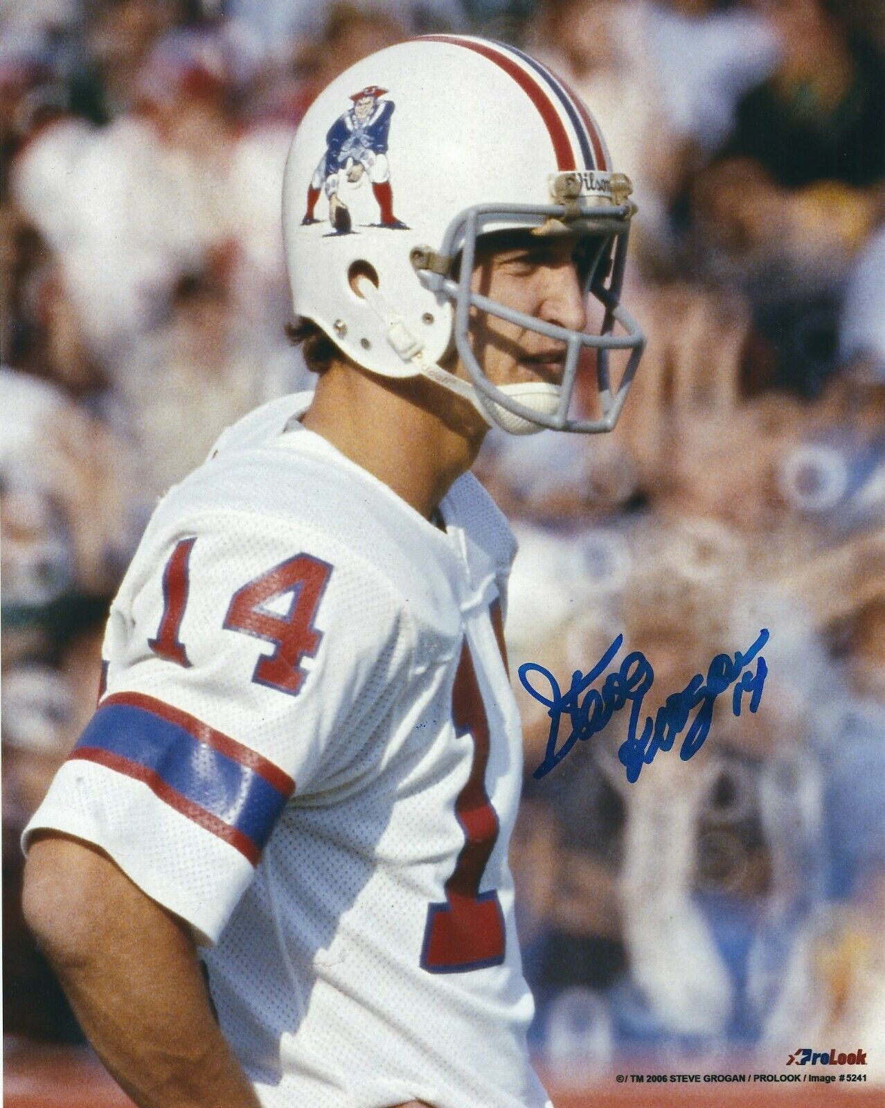 Signed 8x10 STEVE GROGAN New England Patriots Autographed Photo Poster painting - COA