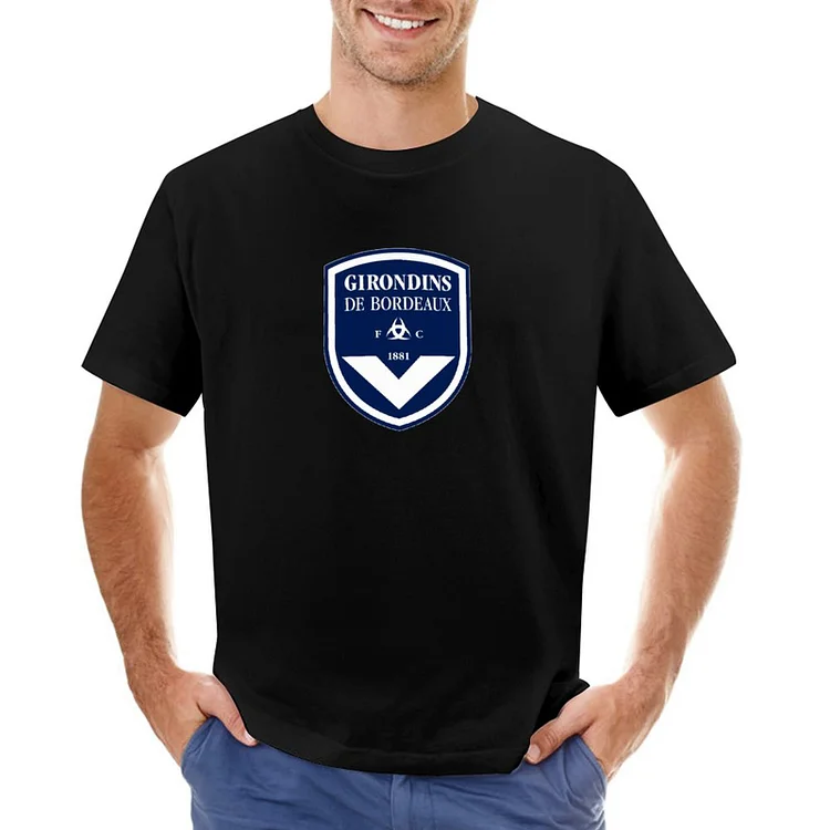 FC Girondins De Bordeaux Tiger Pattern Lightning Icon Design T-shirt À Manches Courtes Gildan Pour Homme