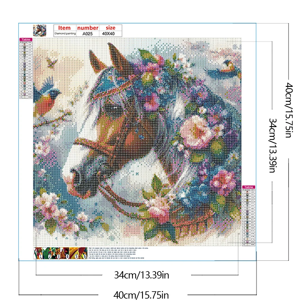 Diamond Painting - Full Round Drill - Flower Horse(Canvas|40*40cm)