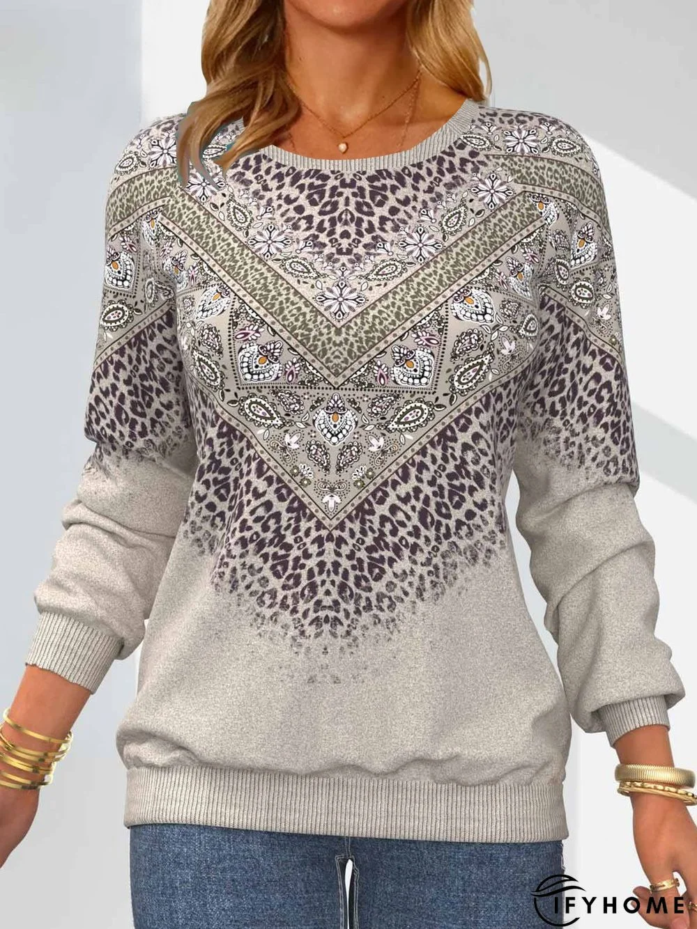 Casual Crew Neck Ethnic Sweatshirt | IFYHOME