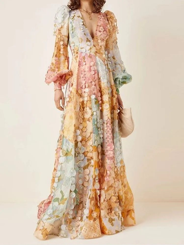 Romantic Floral Party Holiday Wedding Maxi Dress