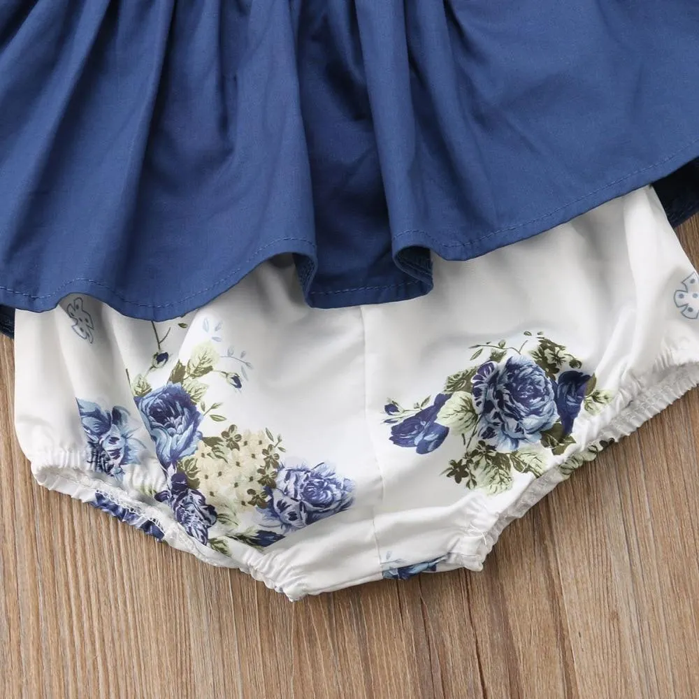 2019 Baby Summer Clothing Cute Newborn Infant Baby Girl Tops Shirts Dress Floral Harem PP Short Pants Floral Clothes 2Pcs Sets