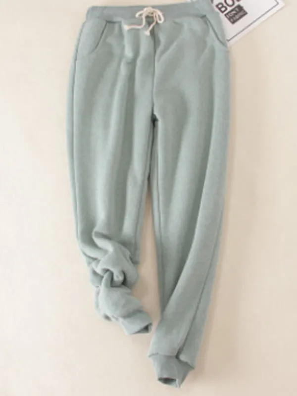 Casual Fluff/Granular fleece fabric Loose H-line Pants