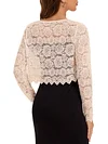 Elegant Women's Lace Cardigan Sweater - Polyamide Knit Fabric, Solid Color, Round Neck, Spring/Summer/Autumn Collection