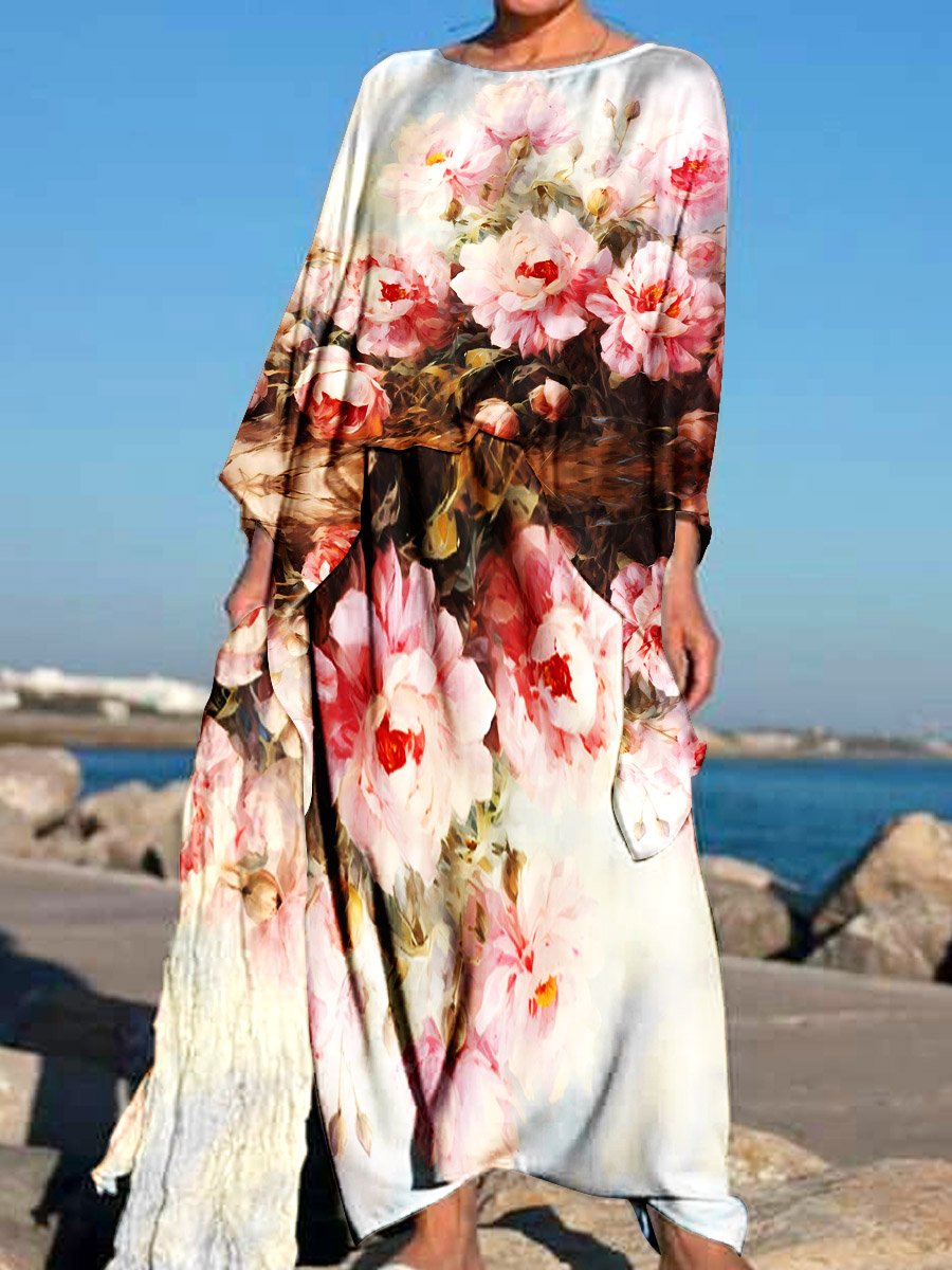 Women's Retro Floral Art Print Casual Vacation Tops And Skirts Two-piece Set