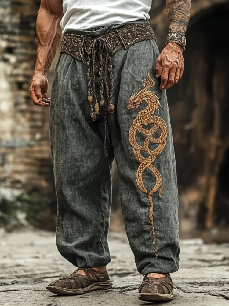 Men's Vintage Viking Jörmungandr Celtic Art Pants / Rvogue / Rvogue