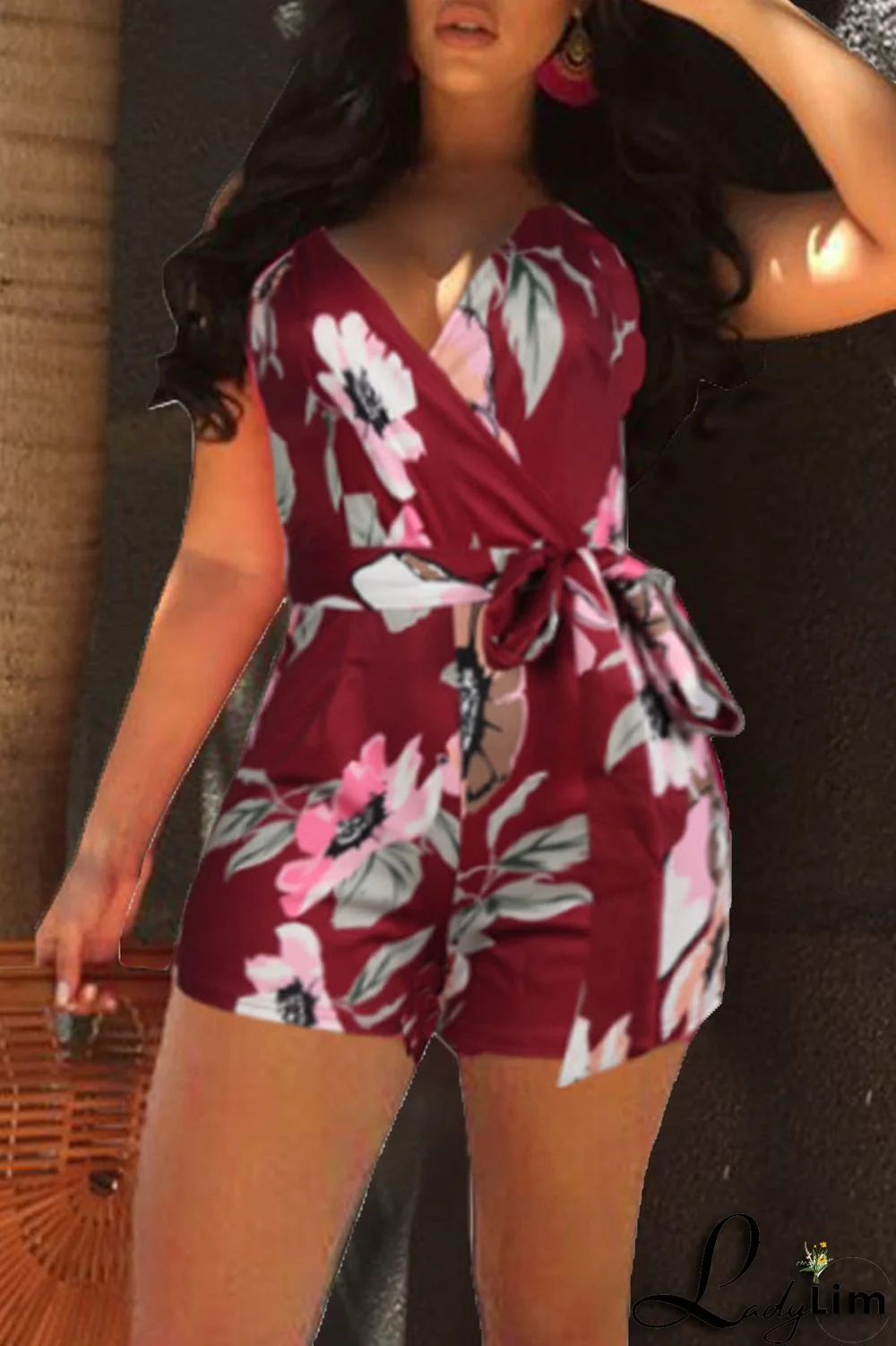 Black White Casual Print Patchwork Backless Regular Jumpsuits