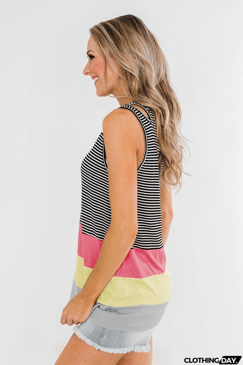 Double Strap Color Block Tank Top