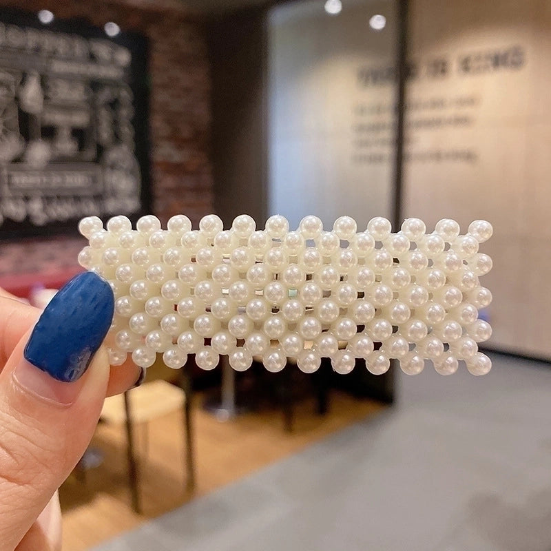 Fashion Heart Shape Flower Bow Knot Alloy Inlay Artificial Pearls Rhinestones Hair Clip 1 Piece