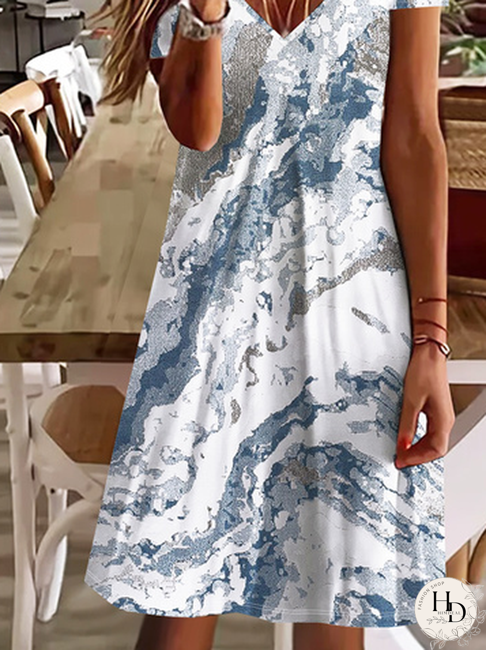 Abstract Printed Loose Dresses