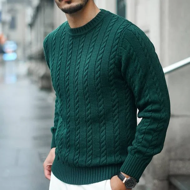 Twist Texture Round Neck Knitted Sweater